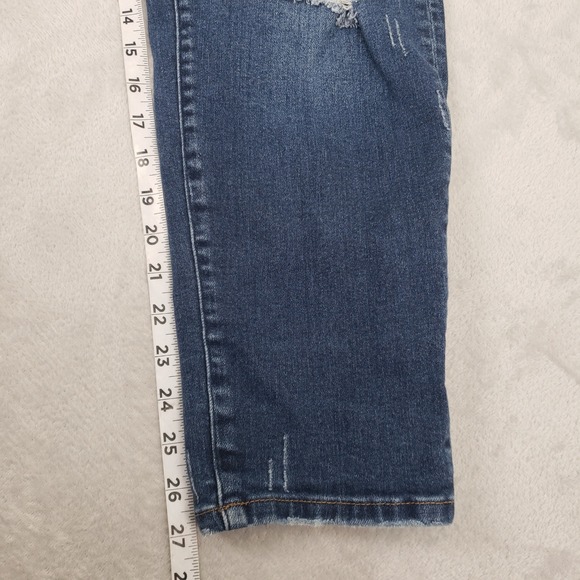 VERVET Women Blue Distressed Denim Jeans 20 Skinny Ankle Crop Short Plus High - Picture 6 of 10